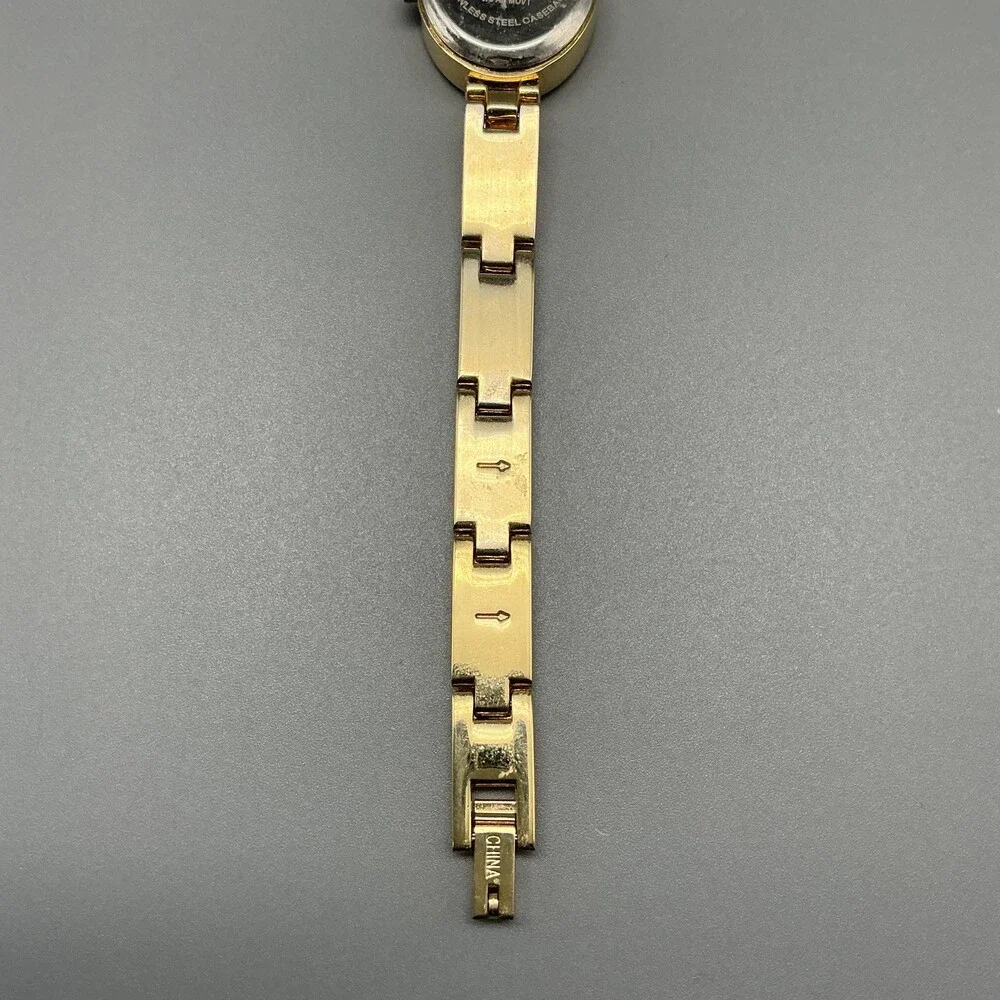 Elgin Womens Watch 19mm Oval Dial Gold Tone Crystals New Battery 7.5